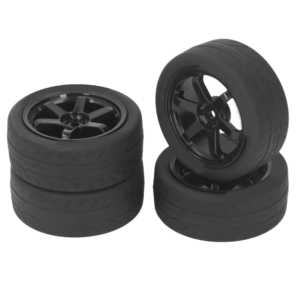 4 stk RC bildekk Gummi plast Universal RC bilhjul for Tamiya TT01 TT02 XV01 XV02 1/10 Fjernkontroll kjøretøy svart
