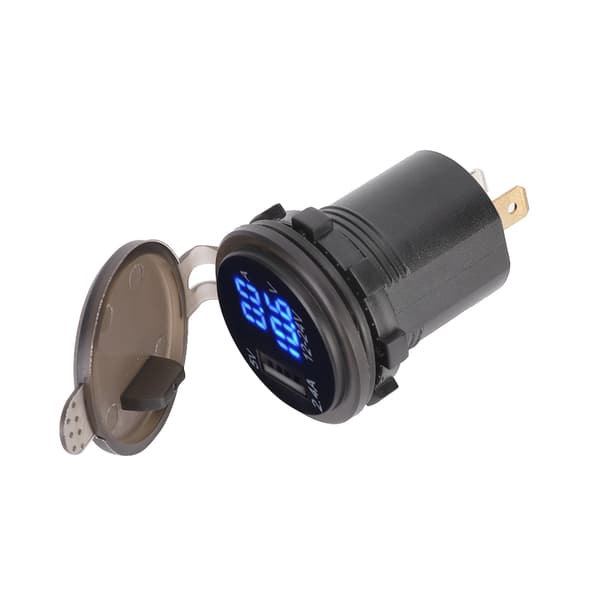 2.4A 3 i 1 Multifunktionell Digital LED IP66 Bil USB Laddare Termometer Voltmeter