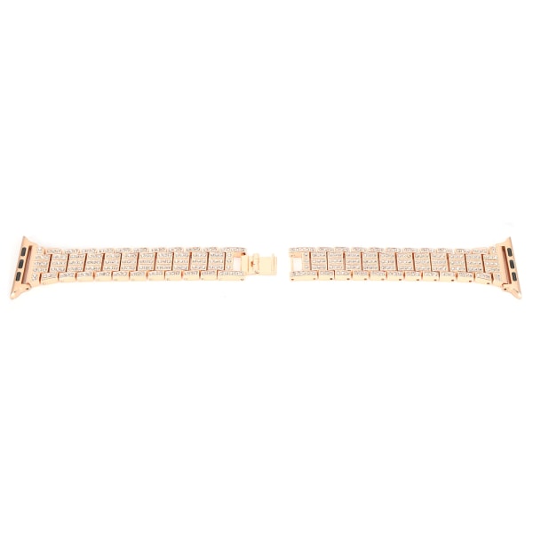 Metalurrem 5 rækker Rhinestones-besat erstatningsurrem Velegnet til IOS Watch 42mm / 44mm Rose Gold