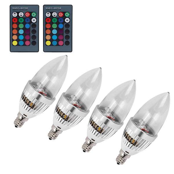 3W E27/E12 RGB-ljuslampa LED-fjärrkontroll Aluminiumlegering Ljus 85-265VE12