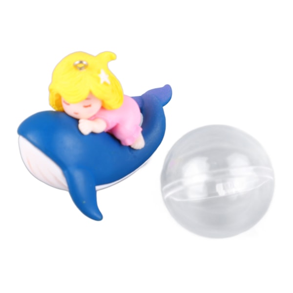 Flytende Akvariumdekorasjon Liten Søt Plast Tegneserie Akvarium Ornament for Ferskvann Saltvann Hval Riding Girl