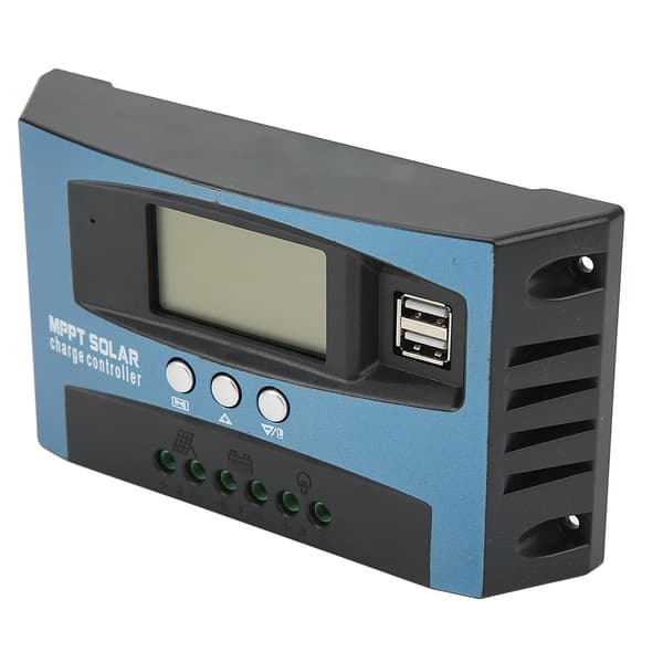Solar Charge Controller LCD Display 2 USB-udgange Overstrømsbeskyttelse Solpanelregulator 12 24V Selvadaption 100A