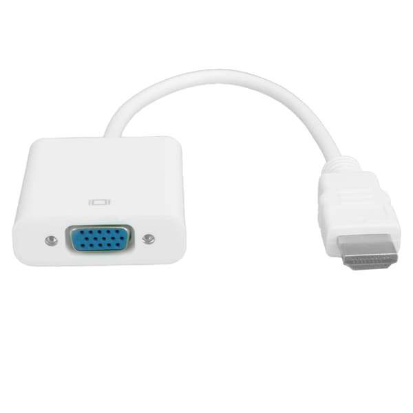 HDMI til VGA Adapter Konverter Kabel til Computer Laptop Skærm Projektor Hvid