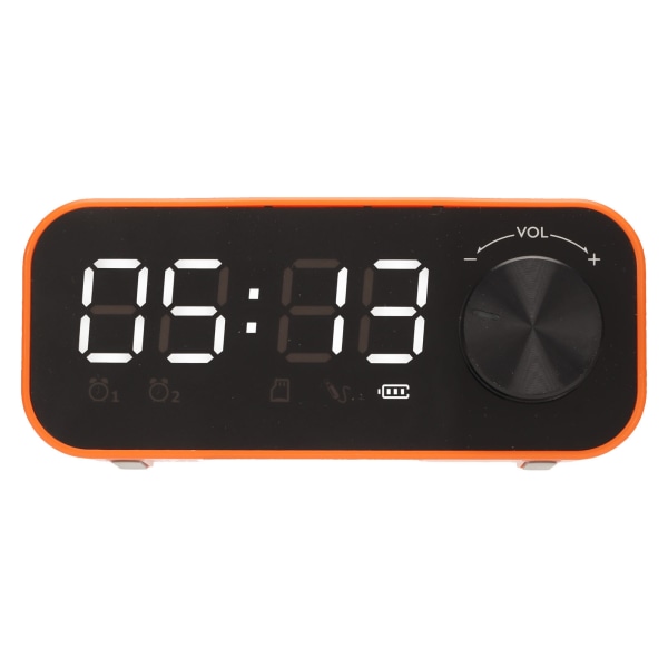 Mini Bluetooth högtalare Kraftig bas Dubbel väckarklocka Bärbar trådlös högtalare med LED-skärm orange