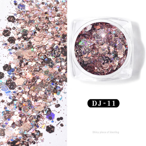 Glitter-kynsikoristeet - viisikärkinen tähti ja epäsäännölliset paljetit nail art DJ11