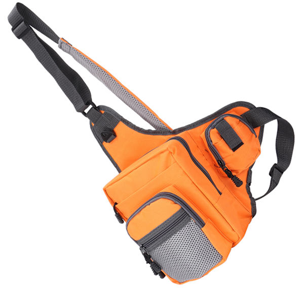 Polyester multifunktionel fiskegrej crossbody taske med justerbare skulderstropper (orange)