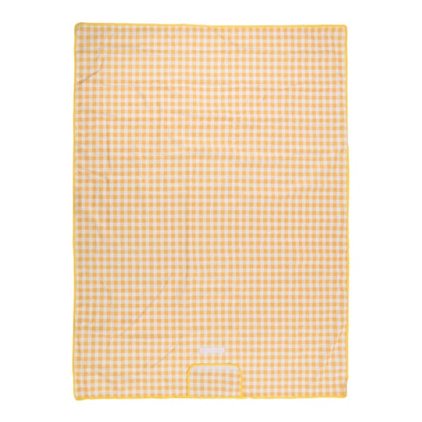 Piknikteppe 197x144cm Vanntett Foldbar Bærbar Borrelåsdesign Utendørs Piknikmatte Campingteppe Gult Rutete