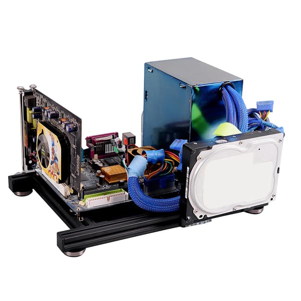 DIY Åben Ramme Varmeafledning Aluminium Legering Computer PC Kabinet Chassis til ITX (Sort S)
