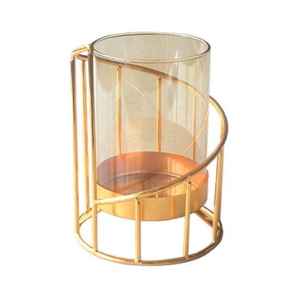 11x14,5 cm Vas Guld Genomskinligt Glas Dekorativ Robust Blomvas För Bröllop Konstnärlig