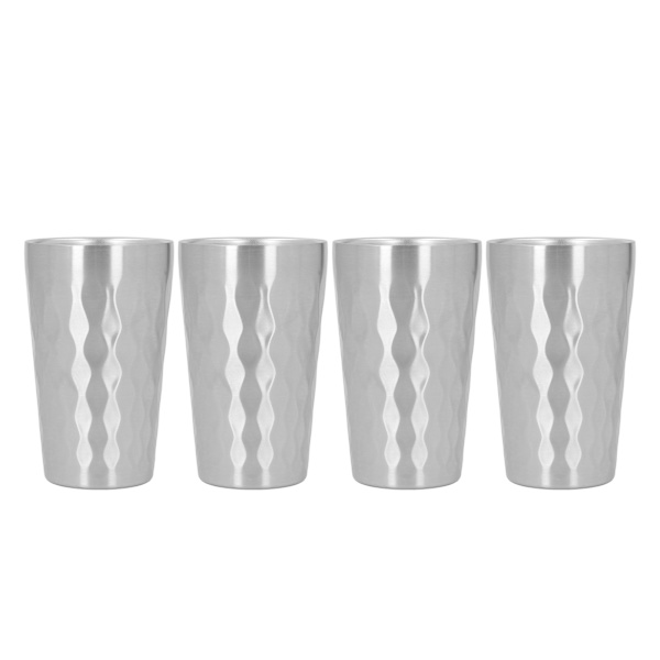 4 st 350ml Utomhus Camping Portabel 304 Rostfritt Stål Vattenmugg Set Stapelbar Resemugg