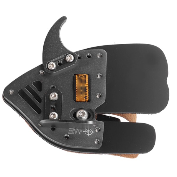 Bueskydning Finger Tab Sort Grå Fingerbeskytter Ergonomisk Design Læder Aluminium Legering Bueskydningsværktøj til Jagt S