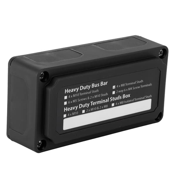 300A 48V DC Samleskinne Strømfordelingsboks 4 Studs Universal til Bil Båd RV Skib Sort