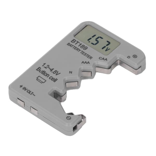 Digital batteritester sanntids LCD-skjerm Universal grått ABS-hus batterikontroll for deteksjon