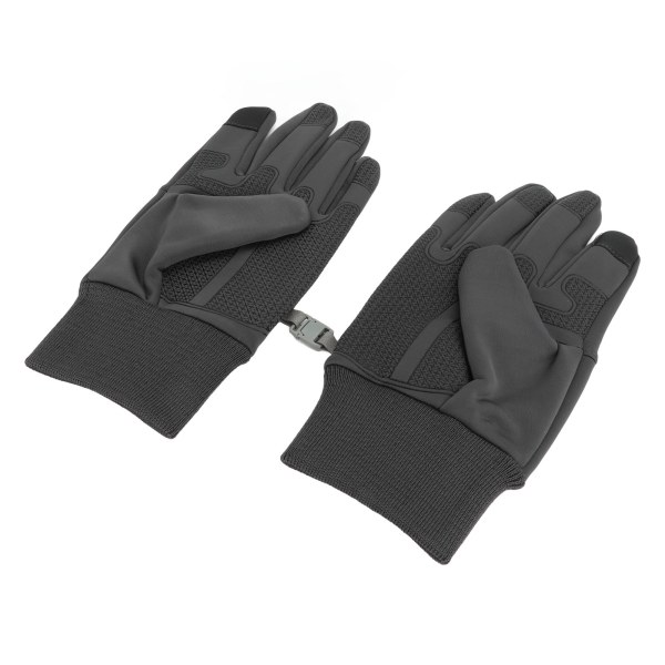 1 par fuldfinger cykelhandsker Touch screen varme handsker til mænd Kvinder Ridetræning Skydning Grå M
