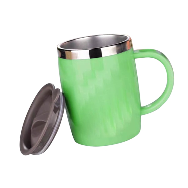 304 Rostfritt stål Kaffe Mugg med Lock Söt Drop Resistent Dricka Mugg för Kontor Hem Grön 420ml
