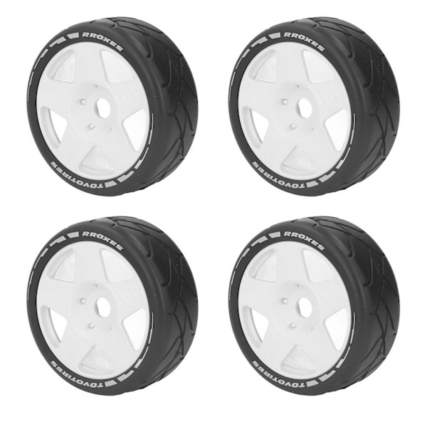 4 st 1/8 GT RC-hjul med starkt grepp, vägbana-racingdäck, slitstarka väghjul med 17 mm adapter, vita