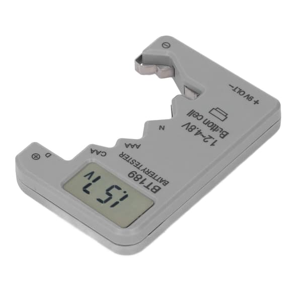 Digital batteritester sanntids LCD-skjerm Universal grått ABS-hus batterikontroll for deteksjon