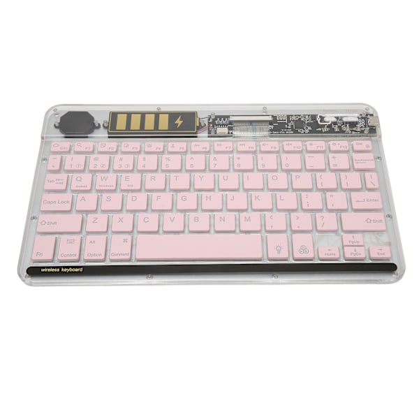 10 tum Transparent Trådlöst Bluetooth-tangentbord Multi-enhetsanslutning Bakgrundsbelysning Ultratunt Tabletttangentbord för Bärbara datorer Telefoner Rosa