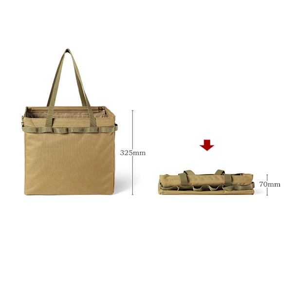 Camping Oppbevaringspose Stor Kapasitet Multifunksjonell Sammenleggbar Utility Tote Bag for Piknik Reise Bil Khaki