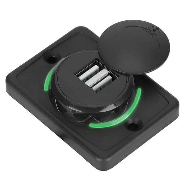12V 24V 3.1A Dobbel USB Billader Uttak LED Grønt Lys