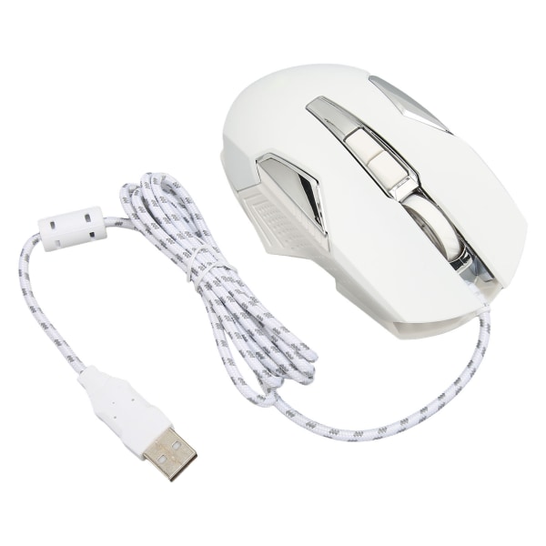RGB Gaming Mouse 7200 DPI Programmerbare knapper Bakgrunnsbelysning Programvarestøtte DIY Rapid Fire Button USB Wired Game Mouse White