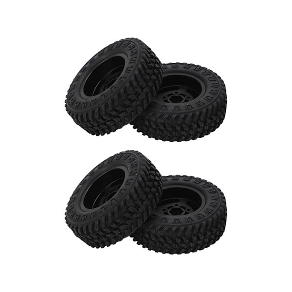 4st 55mm Främre Bakre Gummidäck och 5-ekrade Metallfälgar Set för AXIAL SCX24 1/24 RC Bil Svart