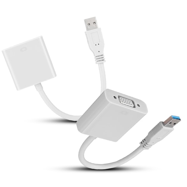 USB 3.0 til VGA-adapterkabel for Win 7/8-system (hvit)