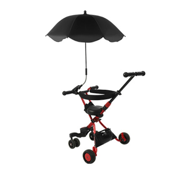 Babyvagnsparasoll UV-skydd 360 Grader Justerbar Automatisk Vattentät Bärbar Vagnsolskydd Svart