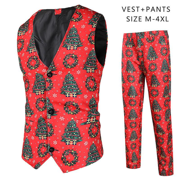 Julegave til mænd 3d printet vest + bukser sæt 2-delt N 3XL
