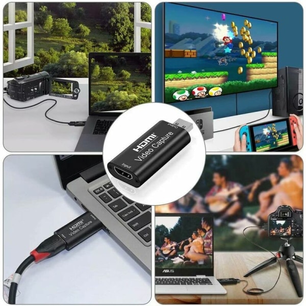 Audio Video Capture Cards, 1080p HDMI till USB adapter, Portable Plug & Play Capture Card, för Live Video Streaming Video Recording eller Live Broadcast,