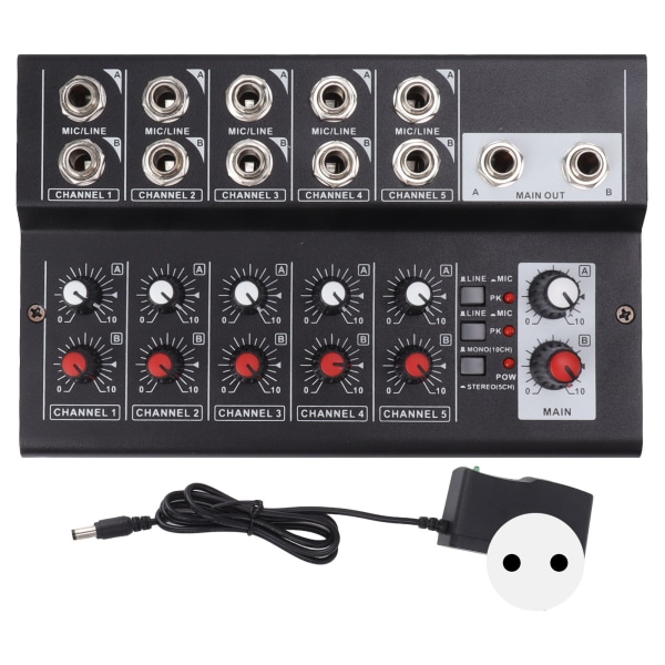 MIX5210 lydmikser digital mikser 10-kanals kompakt studiomikser Keyboards mikser for hjemmestudioopptak 100‑240V EU-plugg