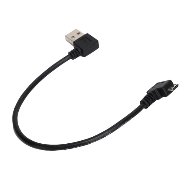 USB A till Micro USB Hane Rätvinklig Adapter Datakabel 24cm Svart