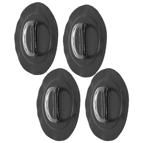 4 stk oppustelig bådkajak DRing Pad Patch Marine Fast spænde med elastisk bungee ledning (sort patch)