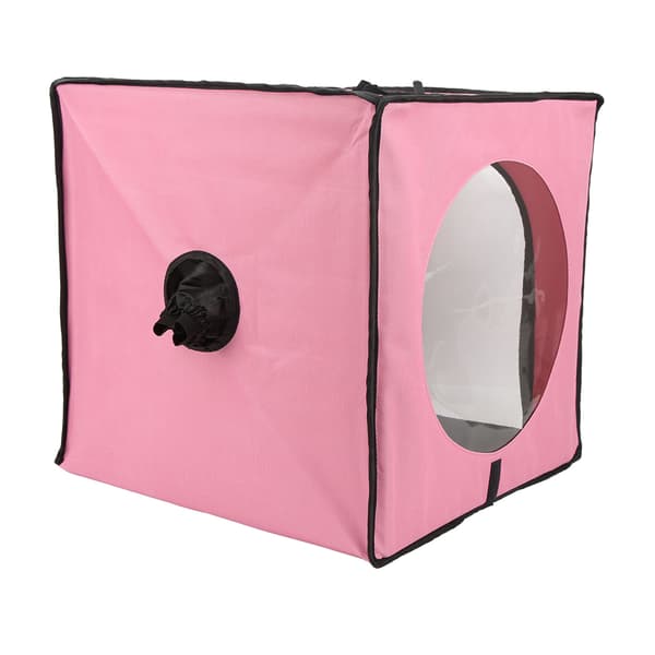 Husdjurstorkrum Nylon Oxfordduk Meshdesign Vikbar Husdjurstorkbur för Valp Camping Resa Rosa