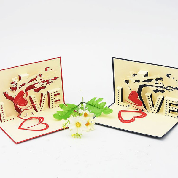 3D Pop-up Valentins fødselsdagskort 10x15 Rød