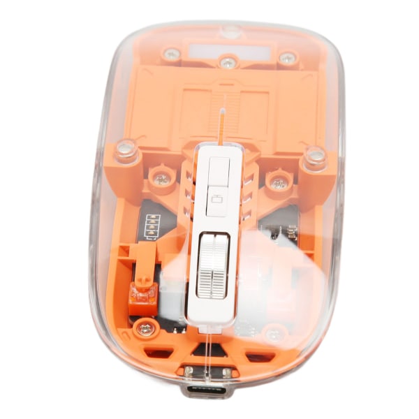 Trådløs Bluetooth 3 Mode BT5.1 2.4GHz Mus Transparent Clear Mouse Genopladelig Silent Mouse til PC Laptop Notebook Computer Orange