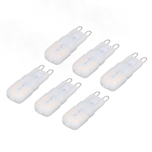 6 stk G9 LED-pærer Dimbar 3W Energisparende 360 Graders Pære til Taklamper og Pendellamper Varm Hvit 110-140V