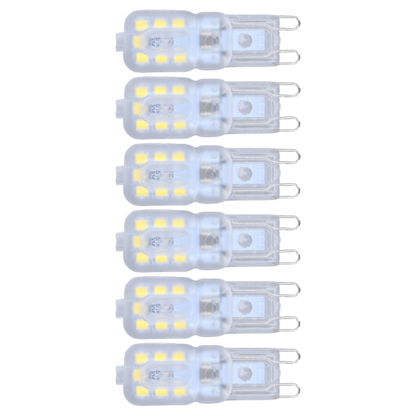 G9-lampa dimbar ögonskyddande energibesparande 14 LED 3W glödlampa för ljuskrona bordslampa 6 st vitt ljus 220V