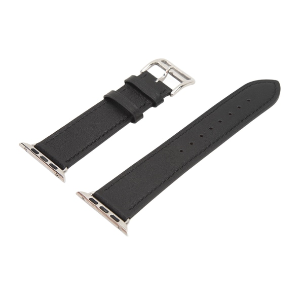 Smart Watch Band Urrem Læder Smart Watch Tilbehør til IOS Watch Series SE 8 7 6 5 4 3 2 1 42mm 44mm 45mm Sort