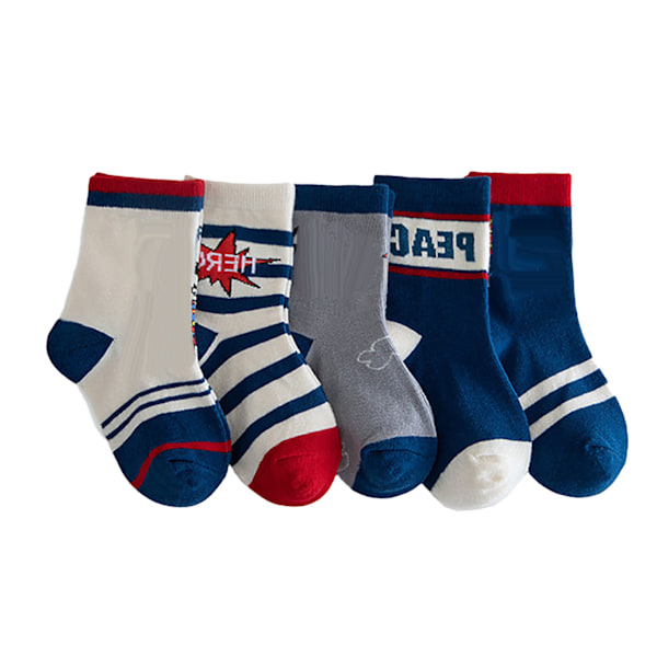 Toddler Crew Socks med Cartoonfigurer - Kammat Bomull Mjuka Elastiska Andningsbara Barn Högstrumpor för Vår Höst M 25 till 28 EU Storlek för 3 till 5 År Gammal