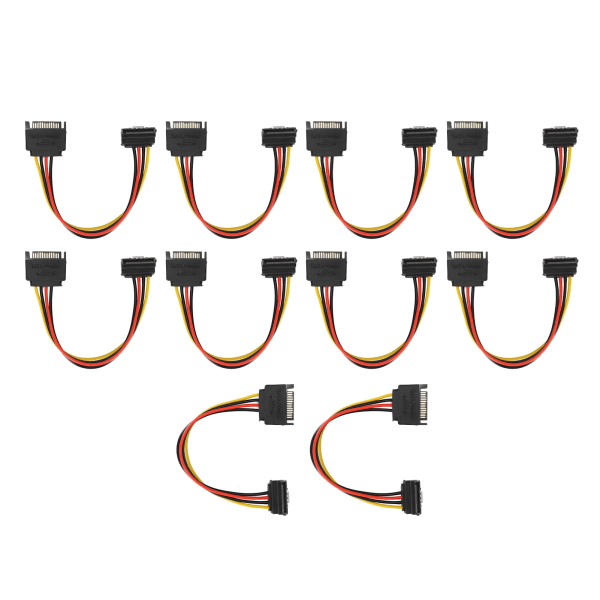 10 kpl SATA-kaapeleita 15-nastainen 90 asteen uros-naaras- power kiintolevyn SDD-optisille asemille