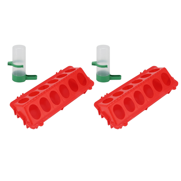 2Set Flip Top Chick Birds Vattenmatare PP Kycklingtråg Automatisk Matare med Splatter Proof Cover Fjäderfä Utrustning L Vattenautomat 140ML
