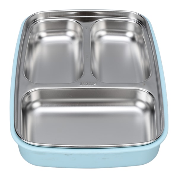 Termisk isolerad Bento Lunch Box 3 fack läckagesäker 304 Rostfritt stål Bento Lunch Box för studenter Skola Kontor Himmelblå
