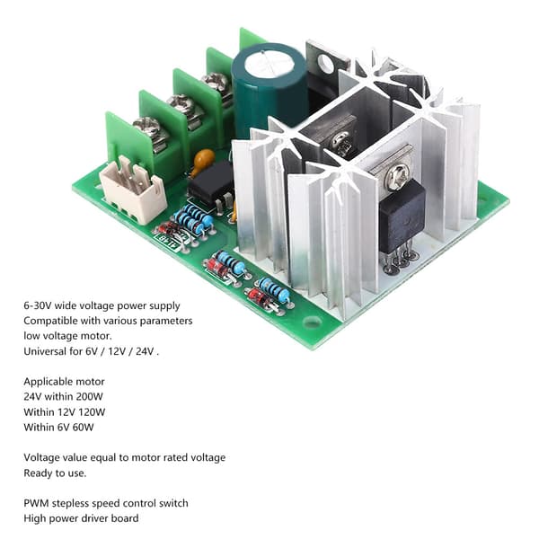 DC Motor Controller PWM Trinløs Switch Høj Effekt Drive Board til 6V / 12V / 24V / 30V