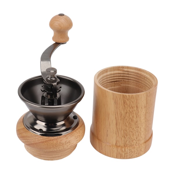 Kaffe Kvern Manuell Eik Rustfritt Stål Retro Ergonomisk Sveiv Håndtak Konisk Sliping Kjerne Bærbar Kaffe Bønne Kvern Lys Farge