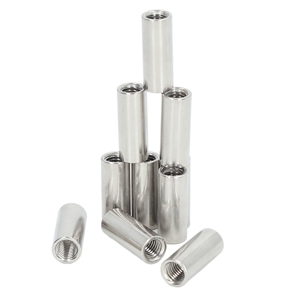 10 stk runde koblingsmuttere M10x1,5 L35mm rustfritt stål runde gjengede stangkoblingsmuttere