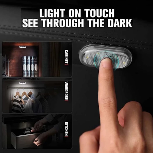 2 st LED-sensorlampor för bilens inredning, USB-uppladdningsbara, beröringsbrytare, automatisk trådlös stämningsbelysning, nattläslampa, inredningsbelysning