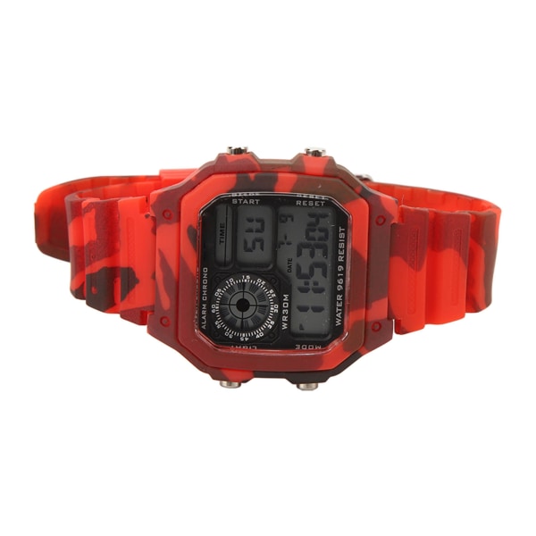 Digitaalinen watch Multi muoti neliön valaiseva vedenpitävä ulkourheilu kronografikello watch punainen