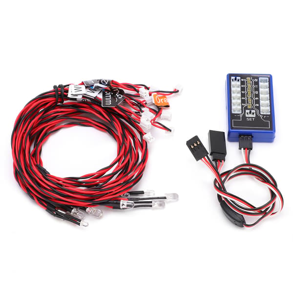 Highlight 12 LED Blinkende Lys System 12‑LED Lyssett for RC Biler 4.8 ‑ 6V DC