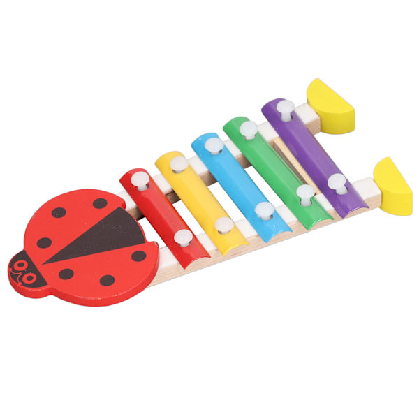 Hånd Percussion Uddannelsesmæssig Massivt Træ Glatte Kanter Tidlig Læring Musikalske Instrumenter Legetøj til Drenge Piger Toddler Ladybug Form